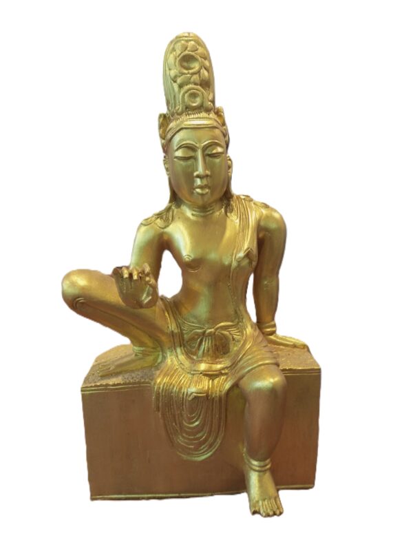 Golden Serene Bodhisattva Wood Carving